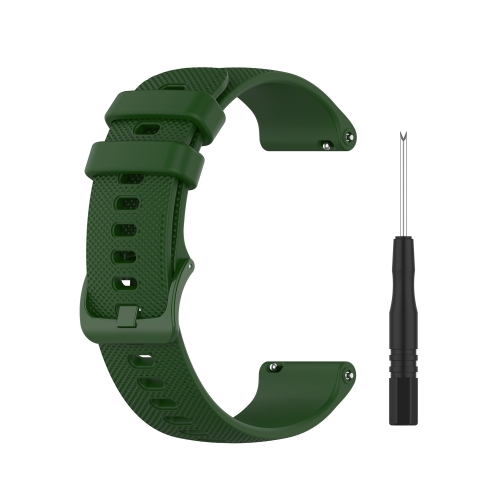 

For Garmin Forerunner 745 Small Grid Quick Release Watch Band with Screwdriver, Size: Free Size 22mm(ArmyGreen)