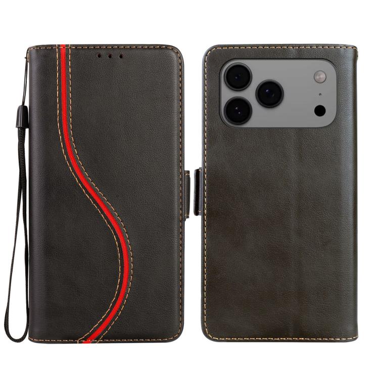 

For iPhone 17 Pro Max Side Buckle S Curve Leather Phone Case(Black)