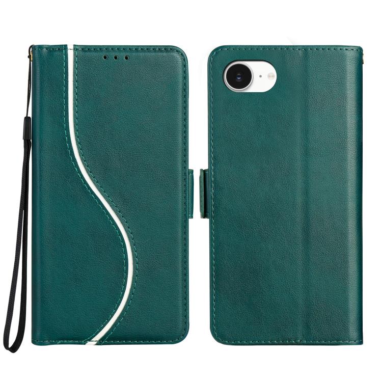 

For iPhone 16e Side Buckle S Curve Leather Phone Case(Green)