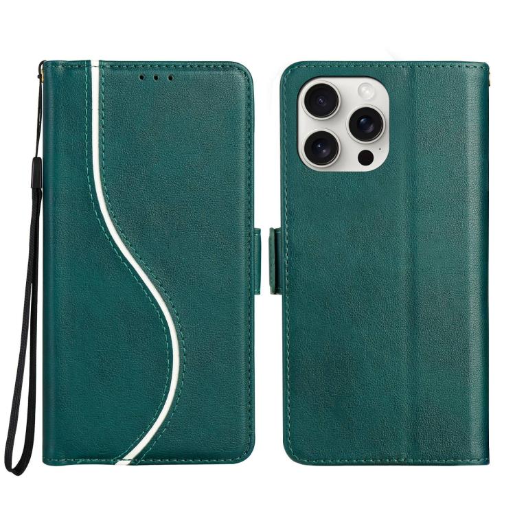 

For iPhone 16 Pro Max Side Buckle S Curve Leather Phone Case(Green)