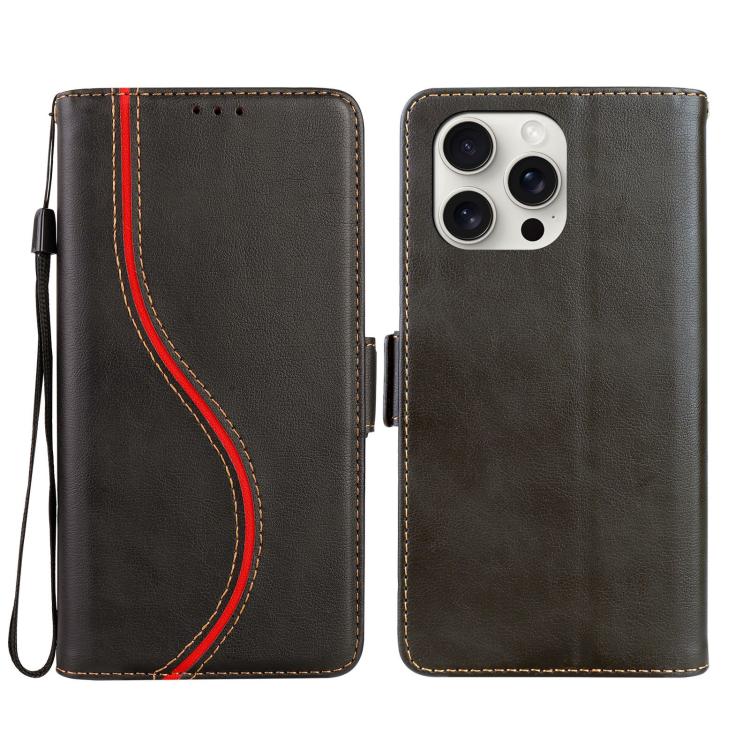 

For iPhone 16 Pro Side Buckle S Curve Leather Phone Case(Black)