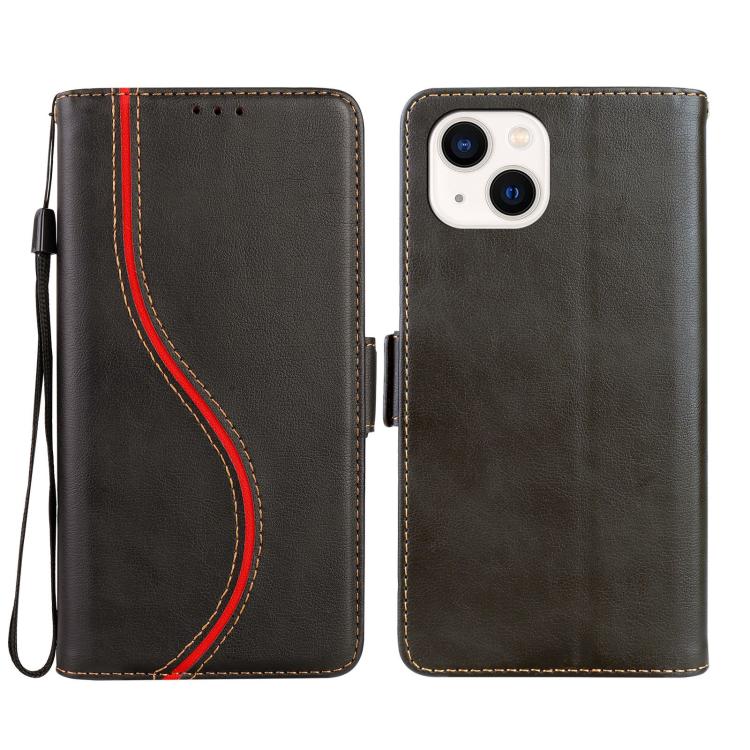 

For iPhone 14 / 13 Side Buckle S Curve Leather Phone Case(Black)