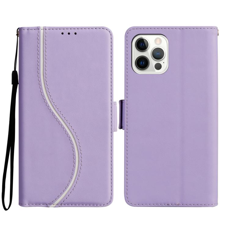 

For iPhone 12 / 12 Pro Side Buckle S Curve Leather Phone Case(Purple)