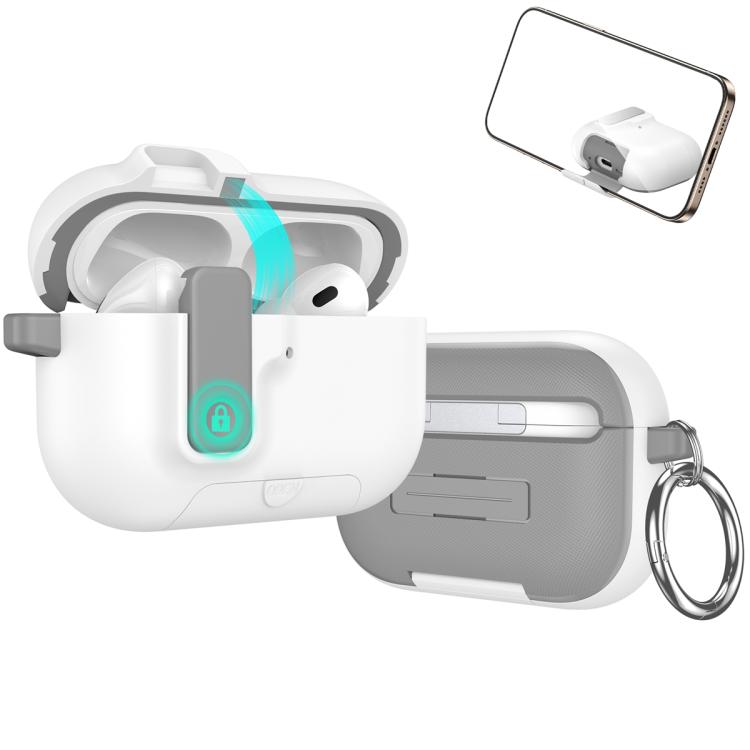 

For AirPods Pro 3 Auto Switch Lock Integrated Holder Wireless Earphone Case(White)