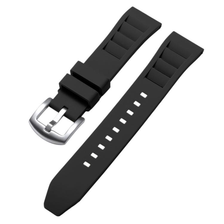 

22mm xDfind Silver Buckle Quick Release Silicone Watch Band(Black)