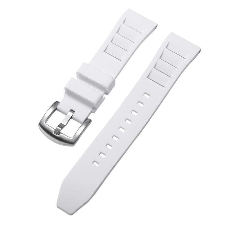 

22mm xDfind Silver Buckle Quick Release Silicone Watch Band(White)