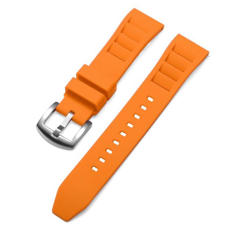 

22mm xDfind Silver Buckle Quick Release Silicone Watch Band(Orange)