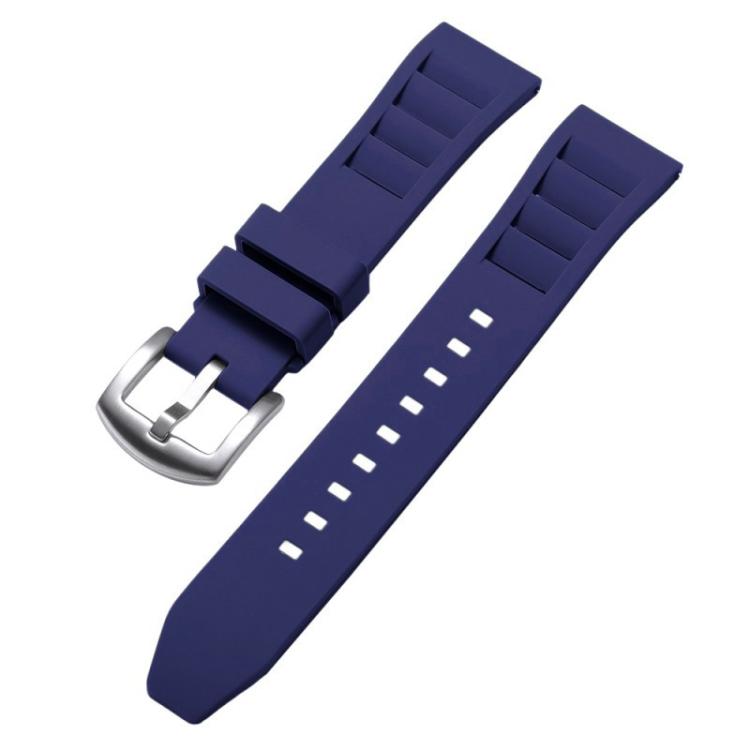 

22mm xDfind Silver Buckle Quick Release Silicone Watch Band(Navy Blue)