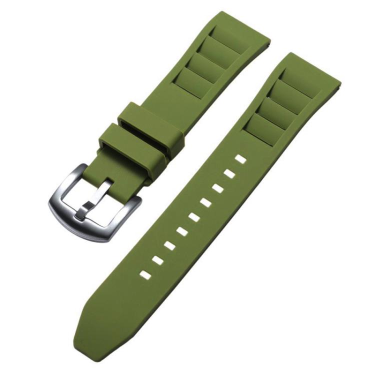 

22mm xDfind Silver Buckle Quick Release Silicone Watch Band(Army Green)