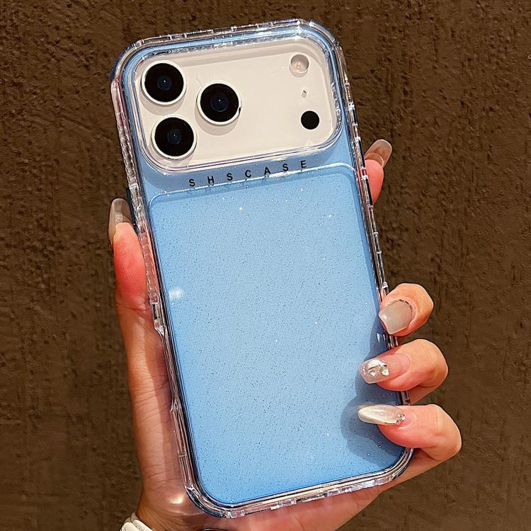 

For iPhone 17 Pro Max Glitter Powder 3-in-1 TPU + PC Phone Case(Blue)