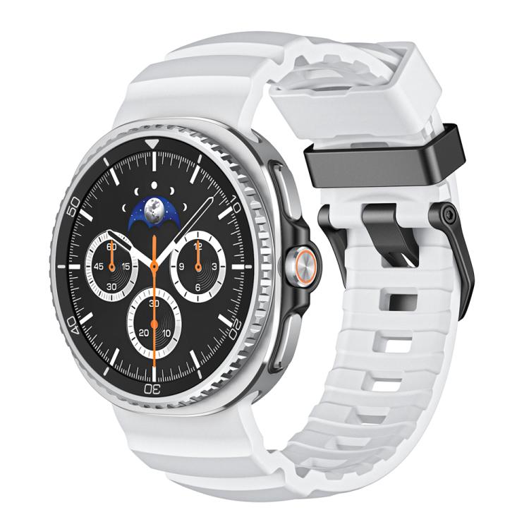

For Samsung Galaxy Watch8 / Watch8 Classic Wild Path Black Buckle Silicone Watch Band(White)