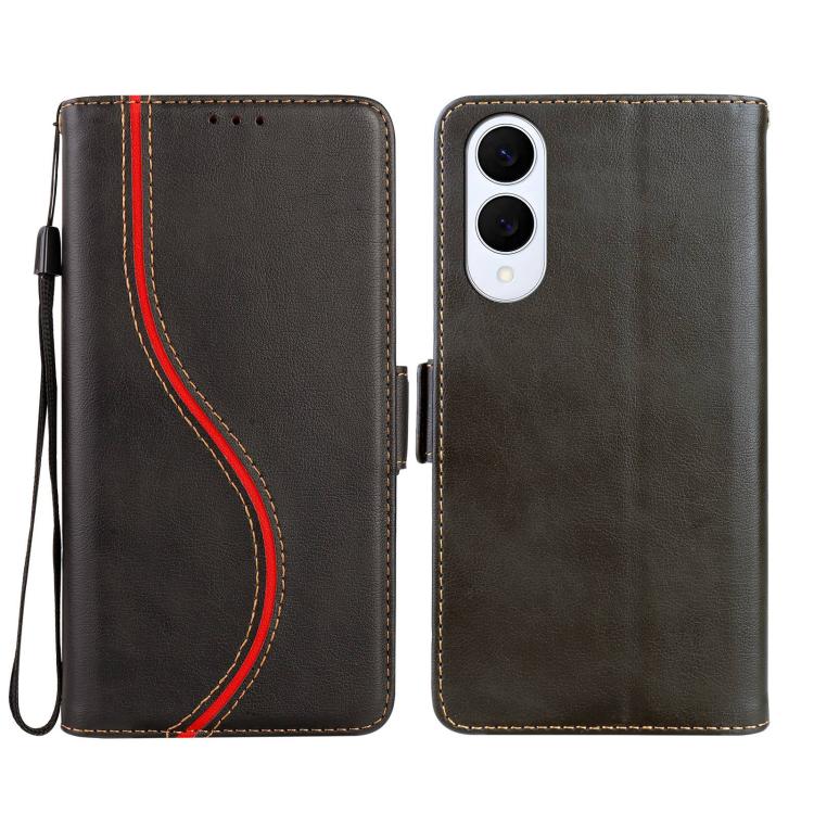 

For Samsung Galaxy S25 Edge 5G Side Buckle S Curve Leather Phone Case(Black)
