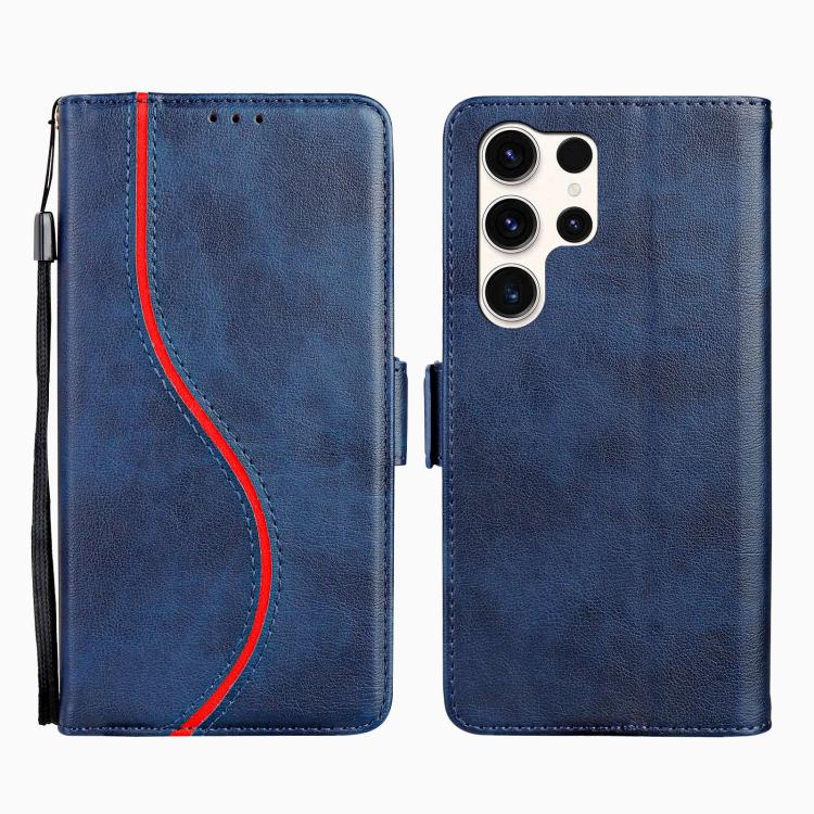 

For Samsung Galaxy S25 Ultra 5G Side Buckle S Curve Leather Phone Case(Blue)