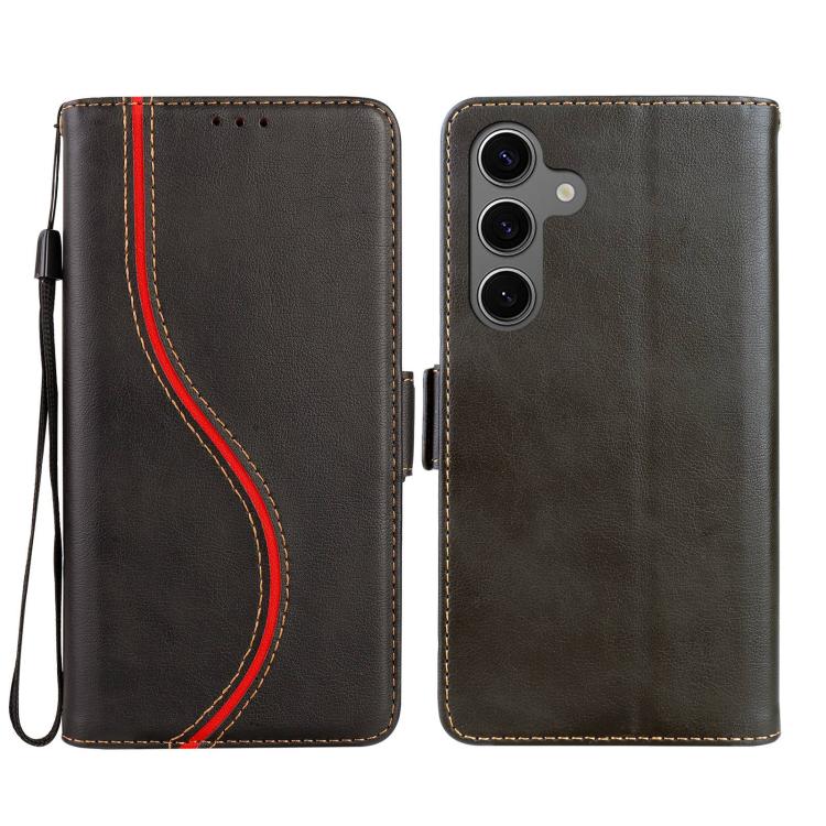 

For Samsung Galaxy S25 / S24 5G Side Buckle S Curve Leather Phone Case(Black)