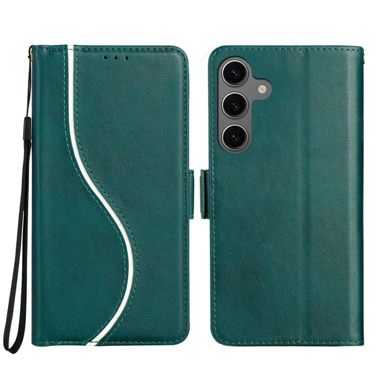 

For Samsung Galaxy S25 / S24 5G Side Buckle S Curve Leather Phone Case(Green)