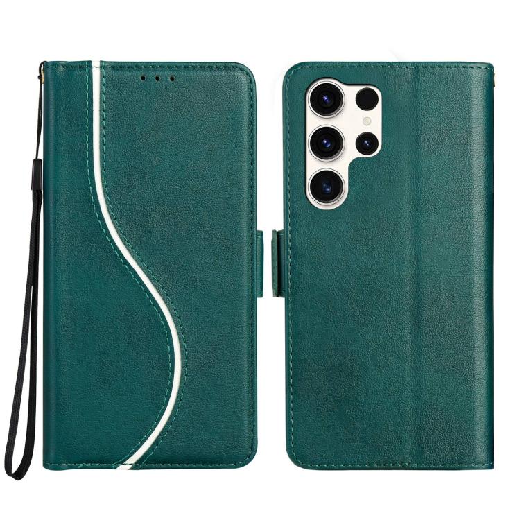 

For Samsung Galaxy S24 Ultra 5G Side Buckle S Curve Leather Phone Case(Green)