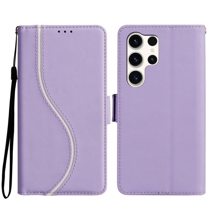 

For Samsung Galaxy S24 Ultra 5G Side Buckle S Curve Leather Phone Case(Purple)