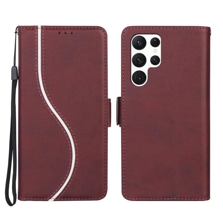 

For Samsung Galaxy S23 Ultra 5G Side Buckle S Curve Leather Phone Case(Red)