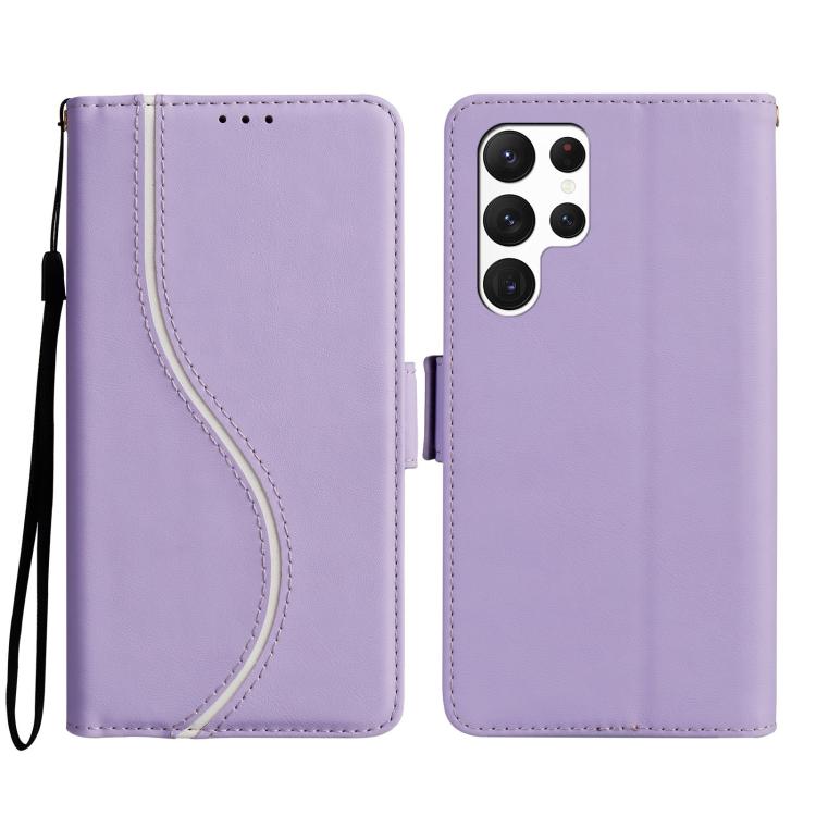 

For Samsung Galaxy S22 Ultra 5G Side Buckle S Curve Leather Phone Case(Purple)