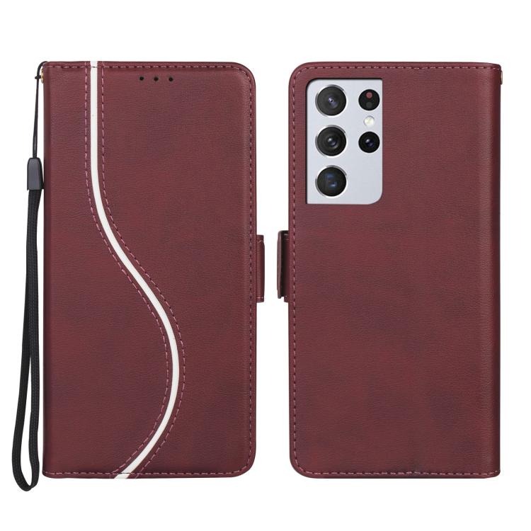 

For Samsung Galaxy S21 Ultra 5G Side Buckle S Curve Leather Phone Case(Red)