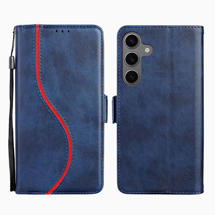 

For Samsung Galaxy S24 FE 5G Side Buckle S Curve Leather Phone Case(Blue)
