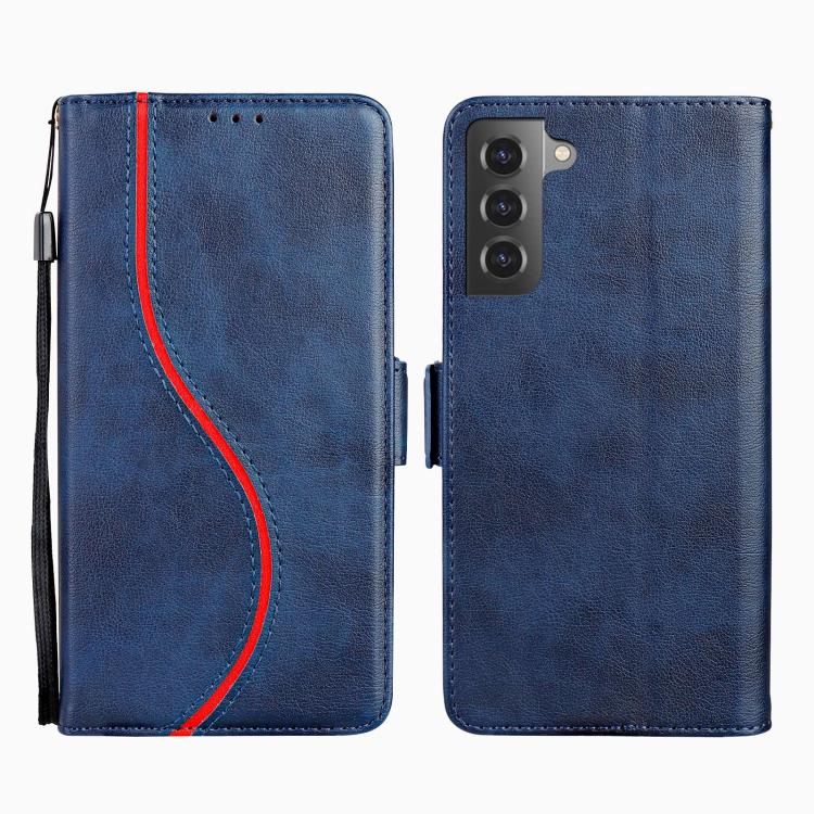 

For Samsung Galaxy S22 5G Side Buckle S Curve Leather Phone Case(Blue)