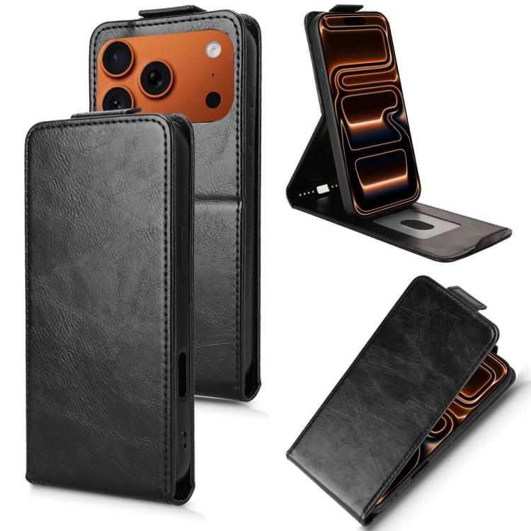 

For iPhone 17 Pro Max Magnetic Vertical Flip Leather Phone Case with Buckle(Black)