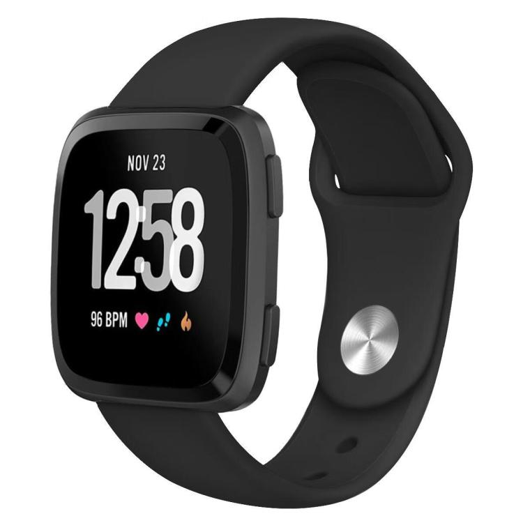 

For Fitbit Versa 2 / Versa / Versa Lite xDfind Rivet Buckle Solid Color Silicone Watch Band, Size:S(Black)