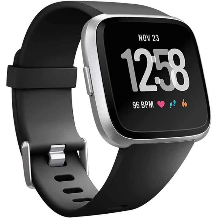 

For Fitbit Versa 2 / Versa / Versa Lite xDfind Flat Holes Solid Color Silicone Watch Band, Size:S(Black)