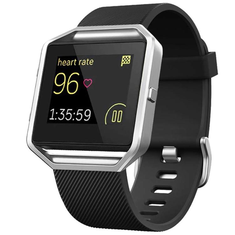 

For Fitbit Blaze xDfind Steel Buckle Diagonal Texture Solid Color Silicone Watch Band, Size:S(Black)
