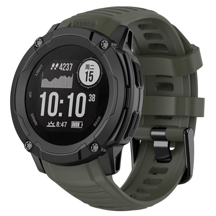

For Garmin Instinct 2X xDfind Quick Release Plastic Connector Solid Color Silicone Watch Band(Jungle Green)