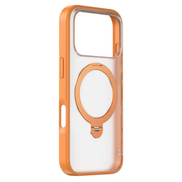 

For iPhone 17 Pro Max ZGA 360 Pivot Holder Magsafe PC Hybrid TPU Phone Case(Orange)