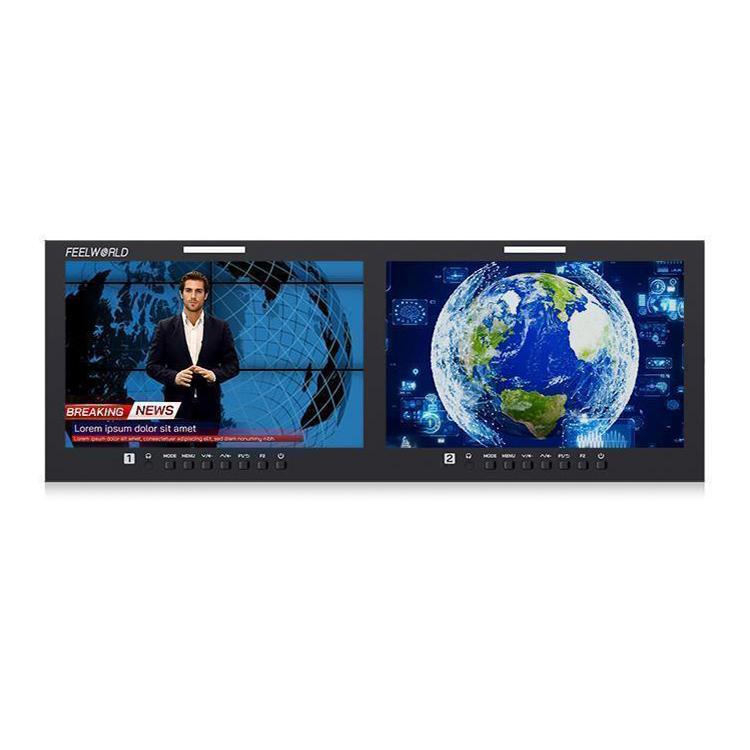 

FEELWORLD D101 PLUS-H Dual 10.1 inch 4RU Rackmount Monitor 4K HDMI-compatible CVBS 1920x1200 IPS Screen, Plug:US Plug(Black)