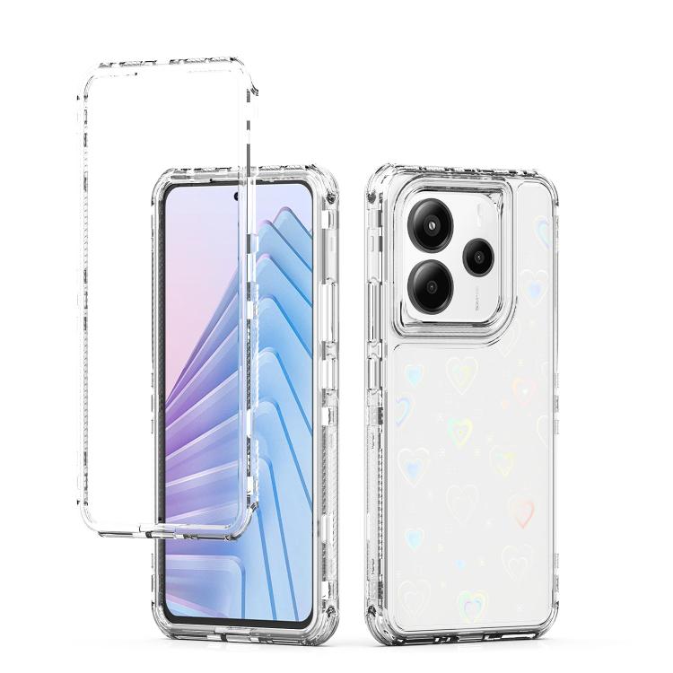 

For Redmi Note 14 5G Transparent Acrylic Laser Paper Phone Case(Love Heart)