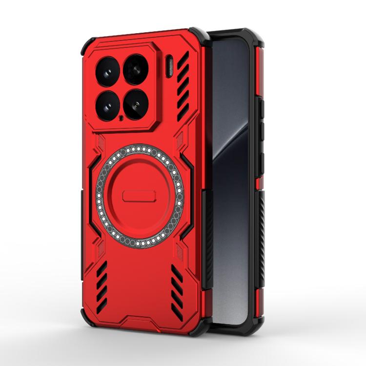 

For Xiaomi 15 5G Butterfly Armor MagSafe Magnetic Ring Shockproof Phone Case(Red)