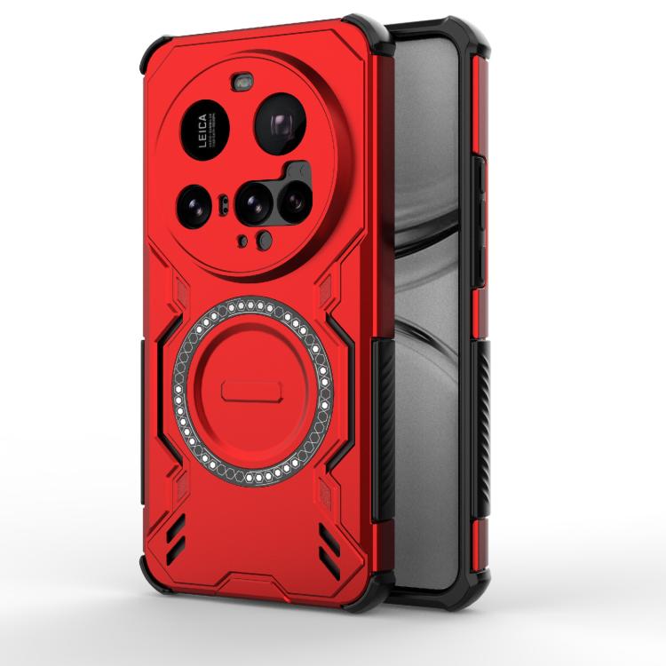 

For Xiaomi 15 Ultra 5G Butterfly Armor MagSafe Magnetic Ring Shockproof Phone Case(Red)