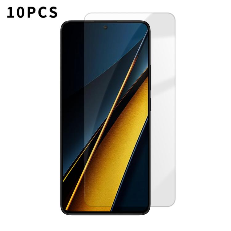 

For Xiaomi Poco X6 5G Kalebol 10pcs High-Aluminum Semi-Screen Anti-Fingerprint HD Tempered Glass Film