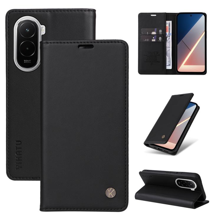 

For Xiaomi POCO M7 4G 169mm YIKATU YK-001 Ultra-thin Strong Magnet Leather Phone Case(Black)