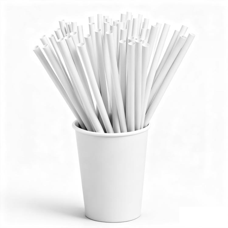 

6x150mm Oblique Mouth White Disposable Drinking Straws