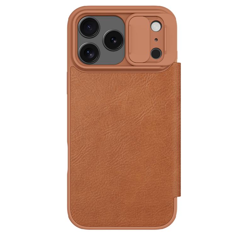 

For iPhone 17 Pro Max NILLKIN QIN Series Pro Sliding Camera Cover Design Leather Phone Case(Brown)