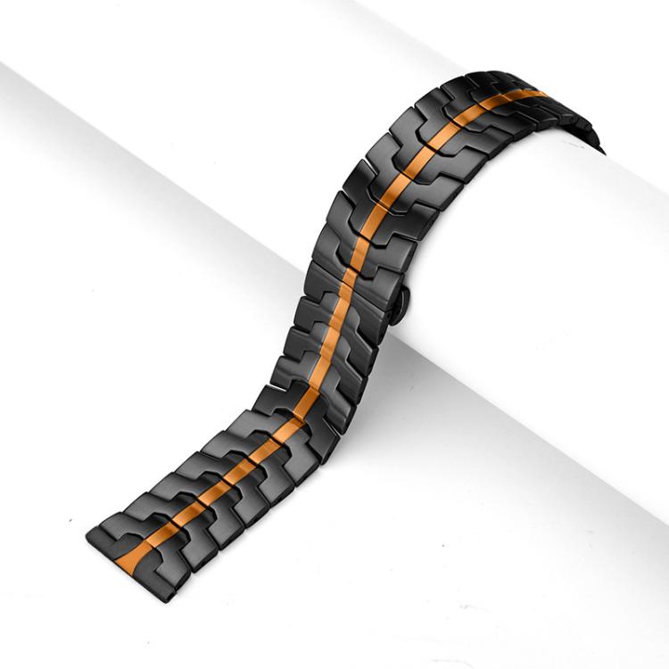 

22mm xDfind Butterfly Buckle Stainless Steel Watch Band(Black Orange)