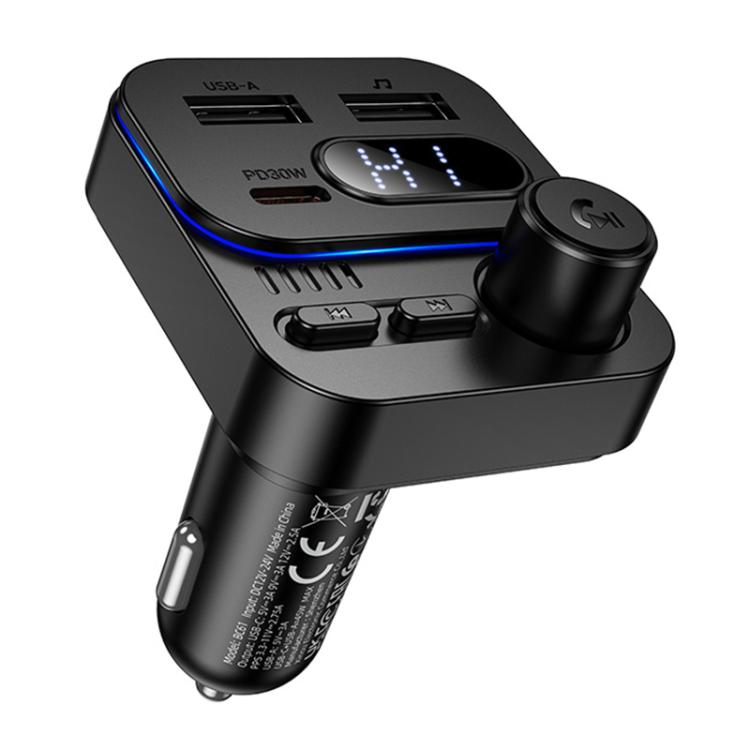 

BOROFONE BC61 Ocean 45W USB-A and USB-C / Type-C Dual Port Car BT FM Transmitter(Black)