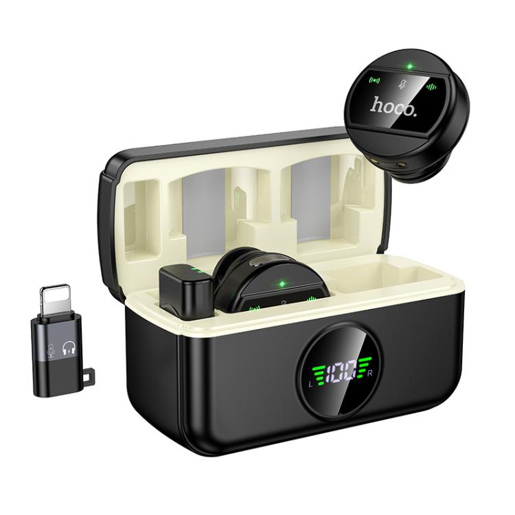 

hoco L22 Bright Lavalier Magnetic Wireless Dual Microphone with Charging Case and Receiver(Black)