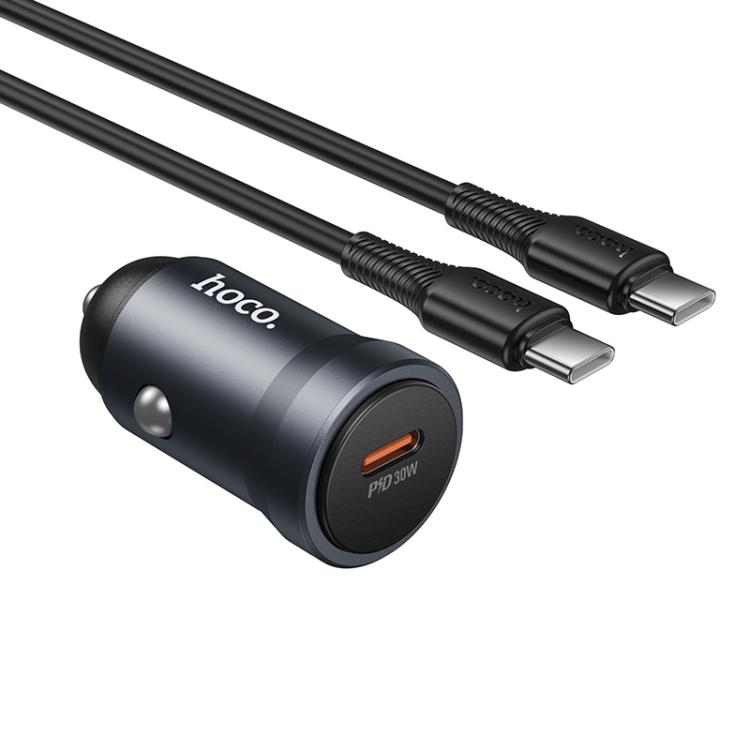 

hoco Z62A Energy PD 30W USB-C / Type-C Single Port Car Charger Set with Type-C to Type-C Cable(Metal Grey)