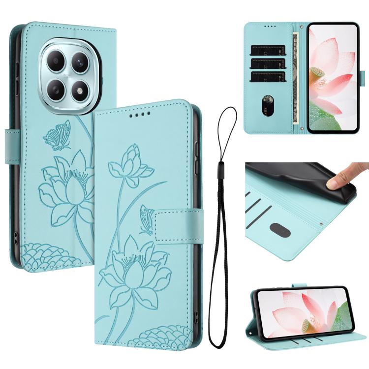 

For Redmi Note 15 5G / 4G Global 164mm Lotus Embossed Leather Phone Case with Lanyard(Green)