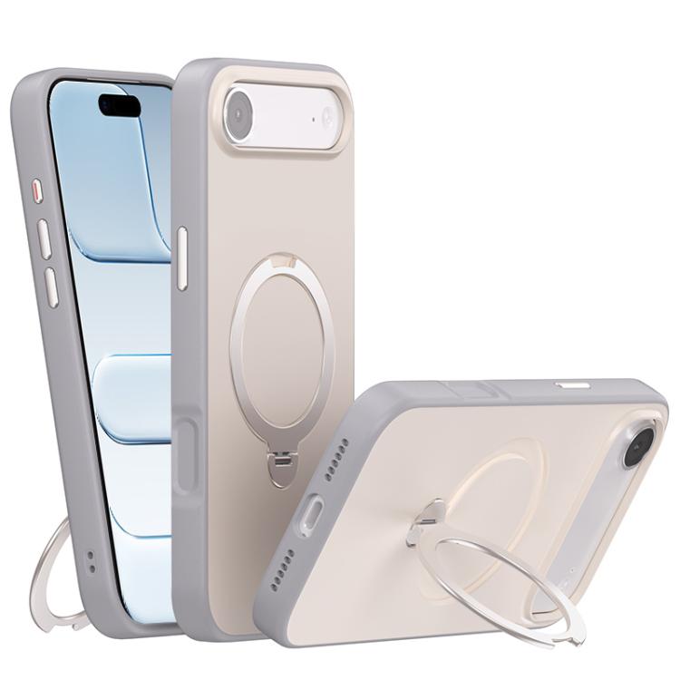 

For iPhone Air Contrast Color Rotation Holder Magsafe Phone Case(Grey)