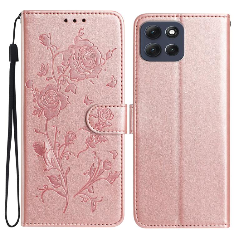 

For Motorola Moto G86 Power Rose Flower Embossing Pattern Leather Phone Case(Rose Gold)
