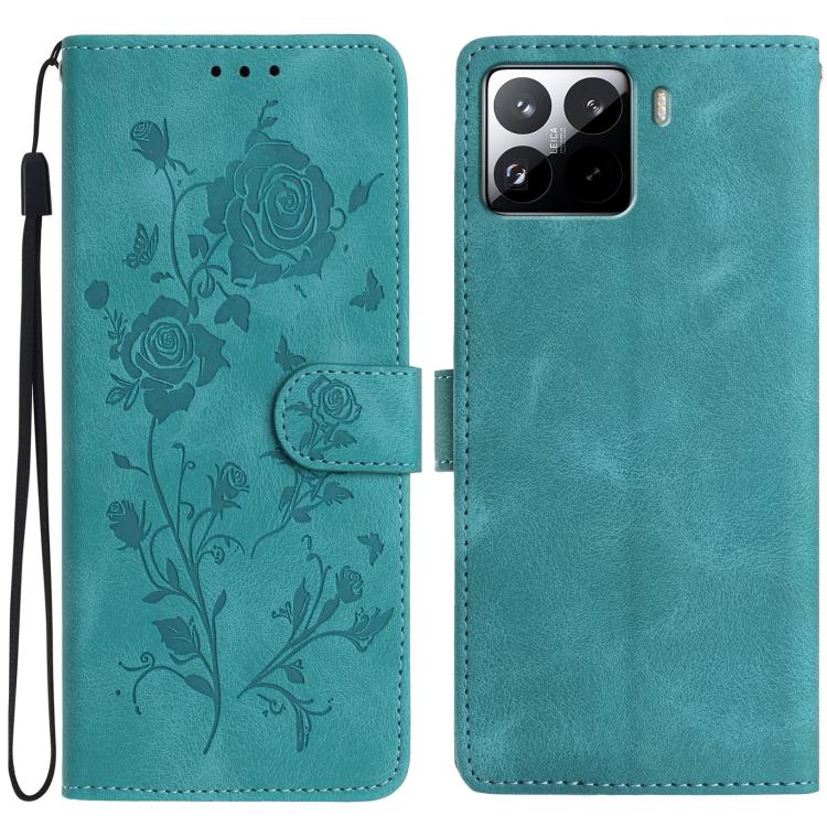 

For Redmi 15T Pro 5G Rose Flower Embossing Pattern Leather Phone Case(Green)