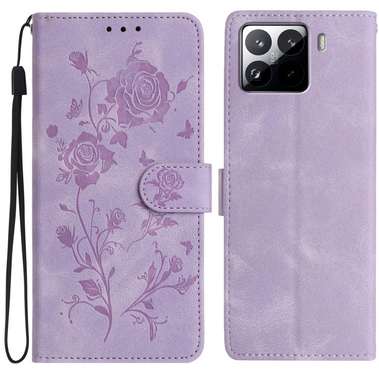 

For Redmi 15T Pro 5G Rose Flower Embossing Pattern Leather Phone Case(Light Purple)