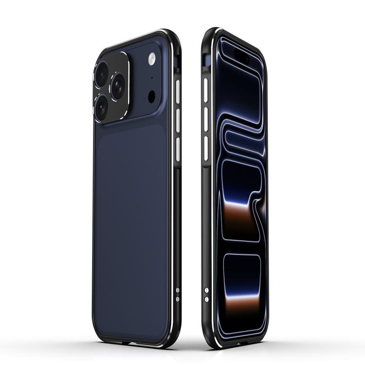 

For iPhone 17 Pro Max Aurora Series Lens Protector + Metal Frame Phone Case(Black Silver)